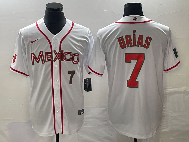 Men 2023 World Cub Mexico #7 Urias White red Nike MLB Jersey6->more jerseys->MLB Jersey